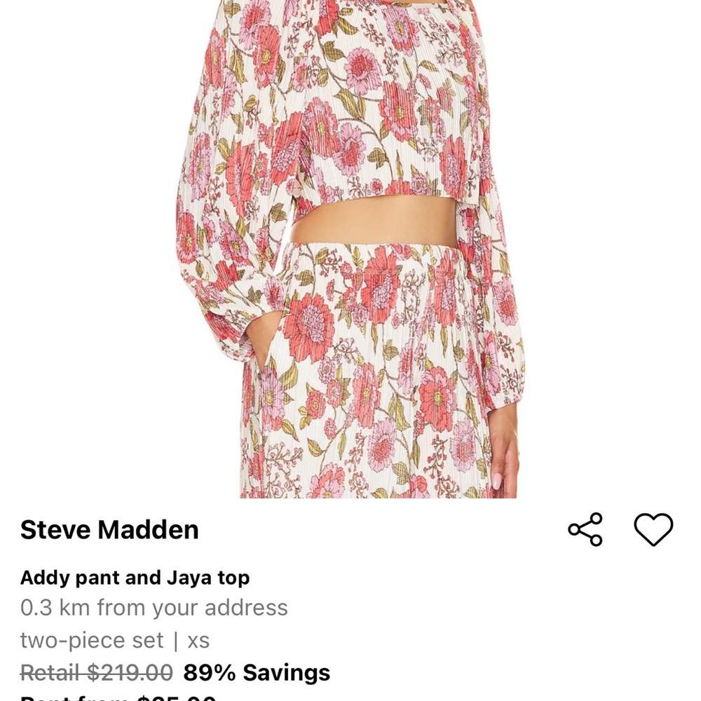 Steve Madden Red Floral Two-Piece Set - addy top and jaya pant
